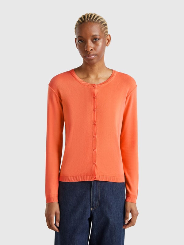 Gilet à col rond en pur coton Femme