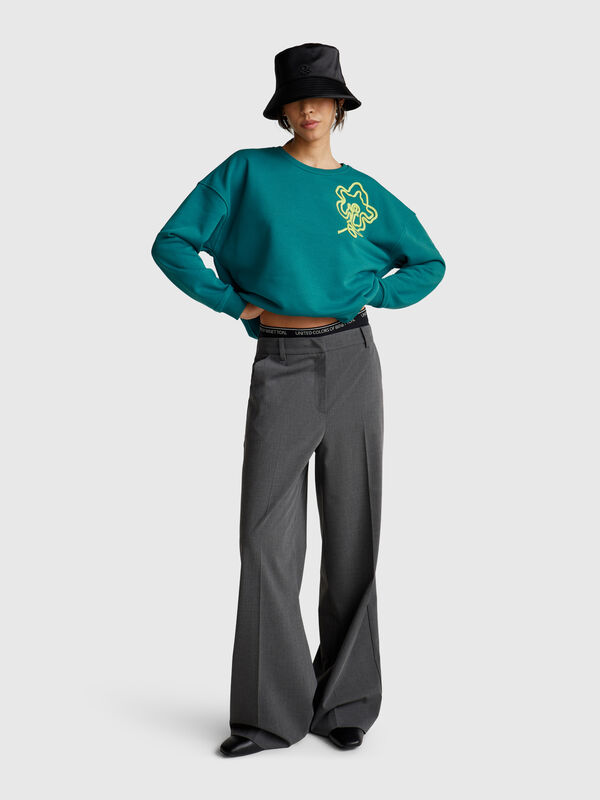 Regular fit sweatshirt with applique Women