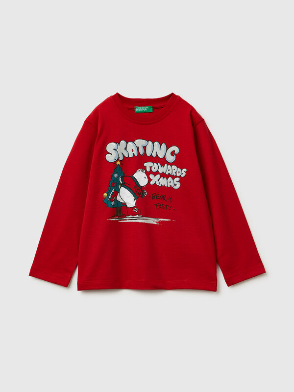 T-Shirt mit warmem Baumwolldruck Jungen
