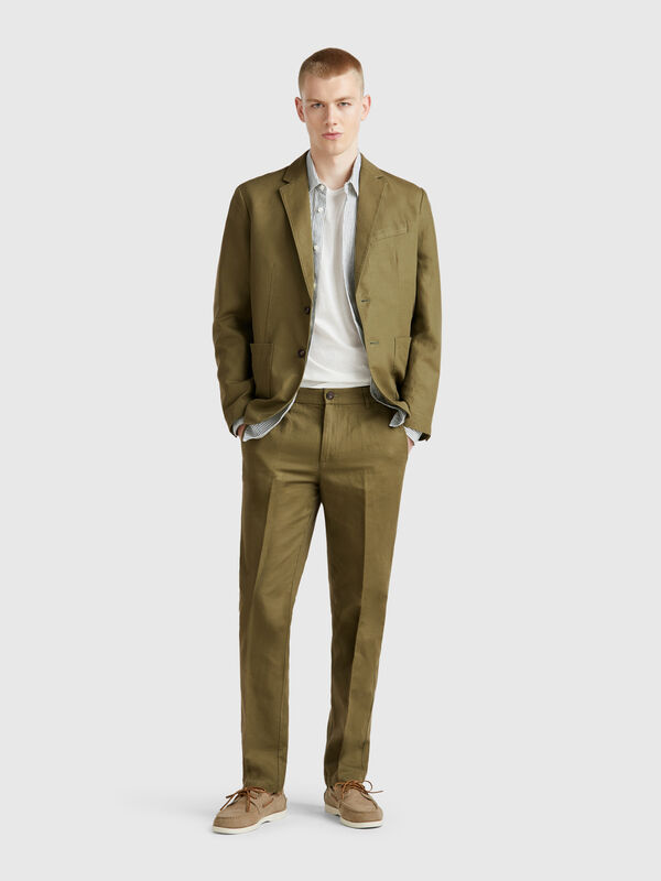 Chino slim fit in misto lino Uomo