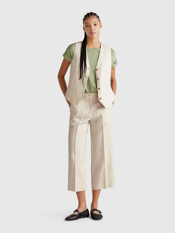 Kurze Hose aus reinem Leinen Damen