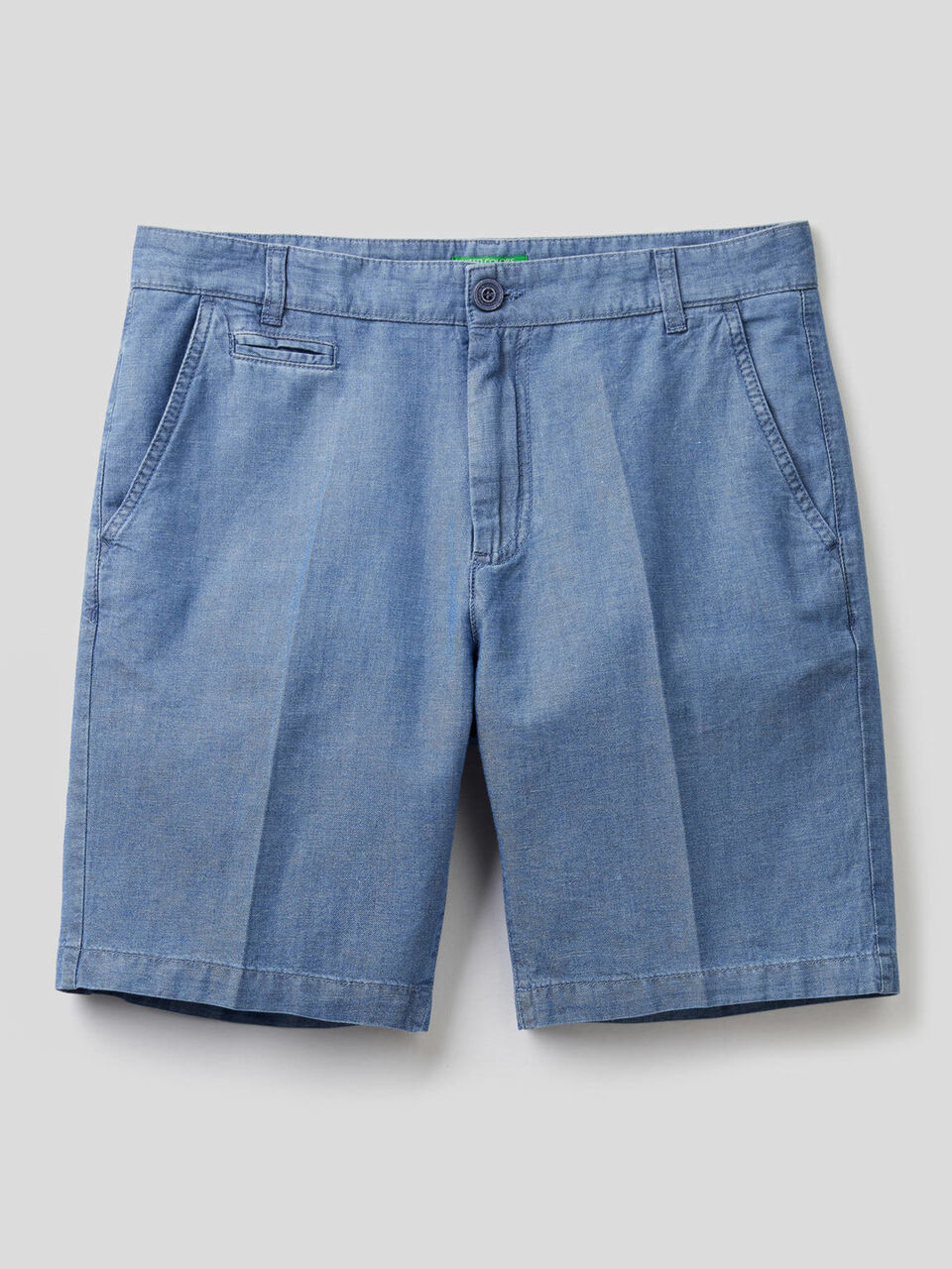 Bermuda in denim di cotone misto lino image number 1
