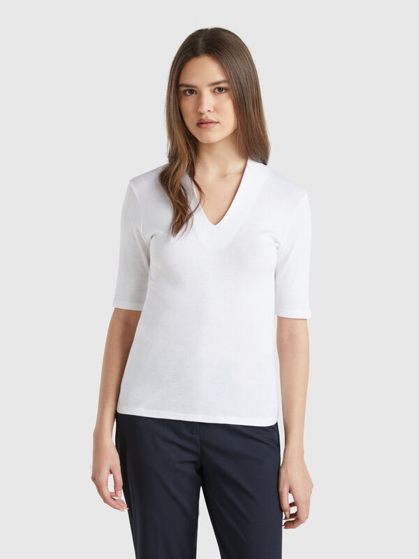 T-shirt slim fit in cotone a fibra lunga Donna