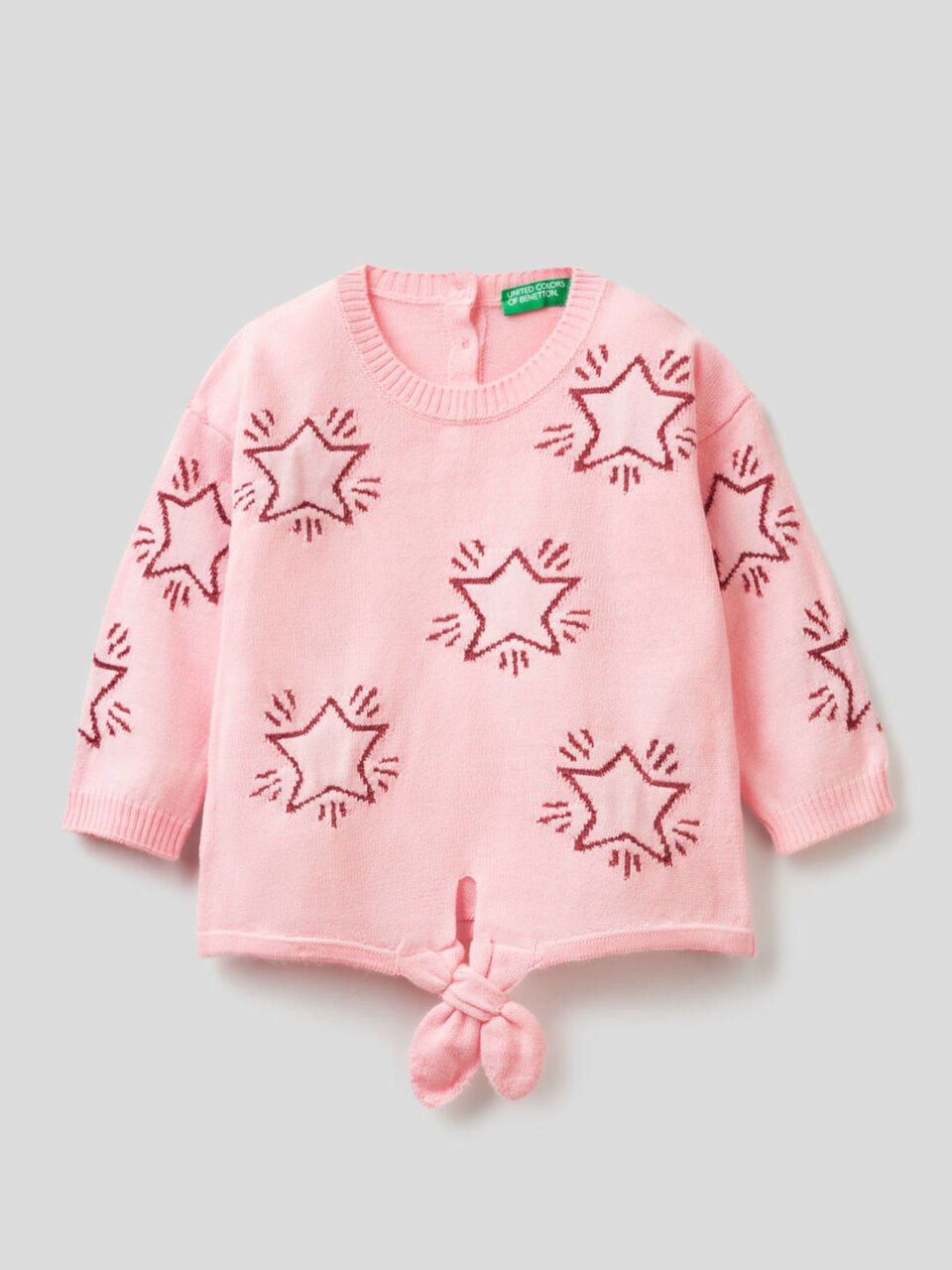 Maglia con stelle ad intarsio e fiocco image number 1