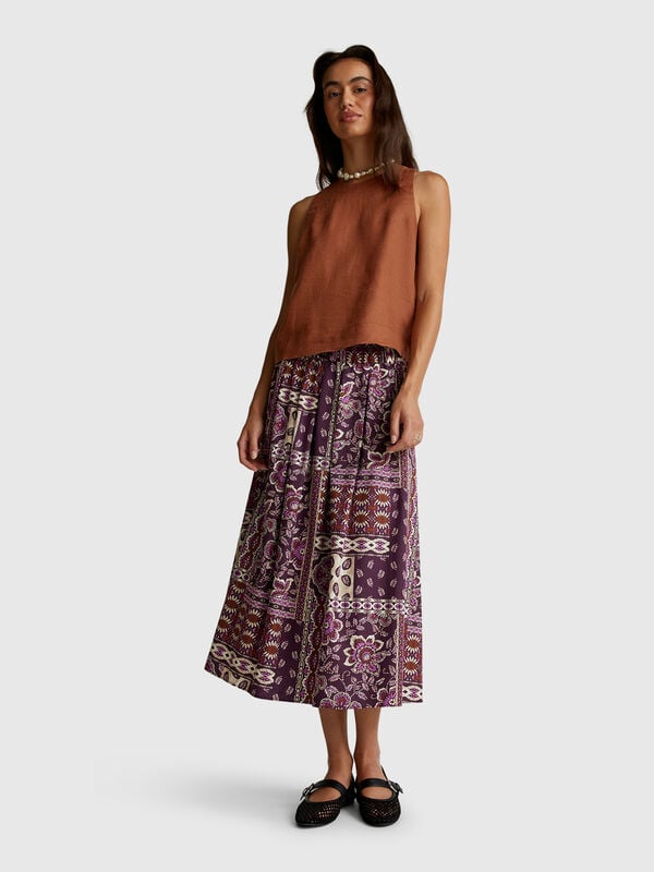 Sleeveless top in pure linen Women