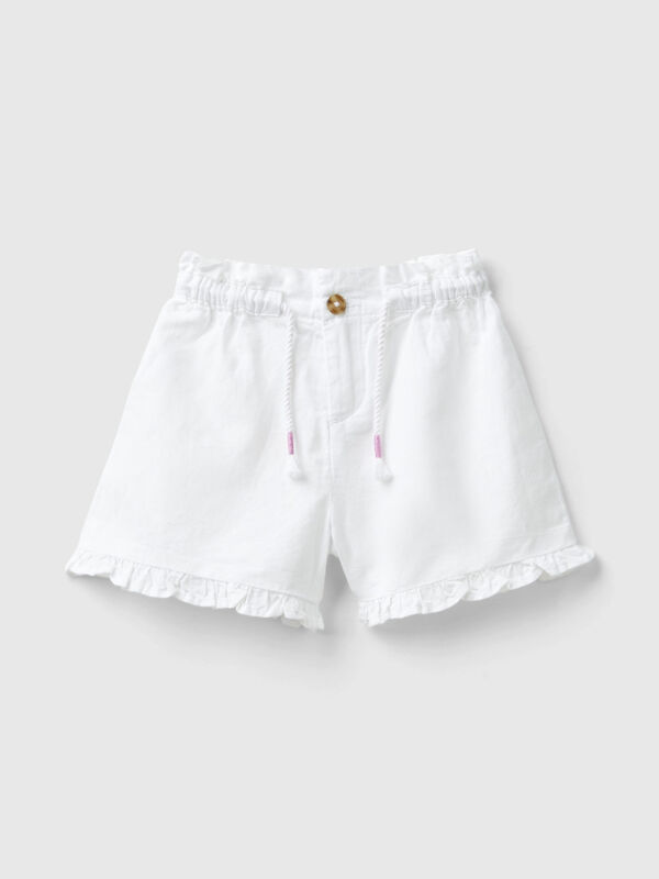 Shorts con coulisse in misto lino Bambina
