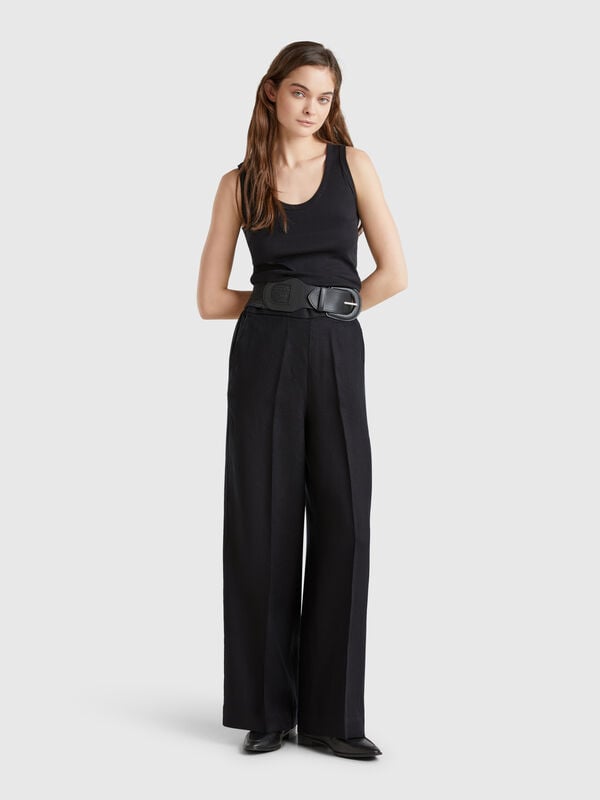Pantaloni palazzo in 100% lino Donna