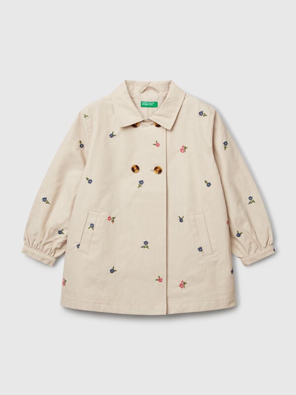 Trench croisé à fleurs Filles