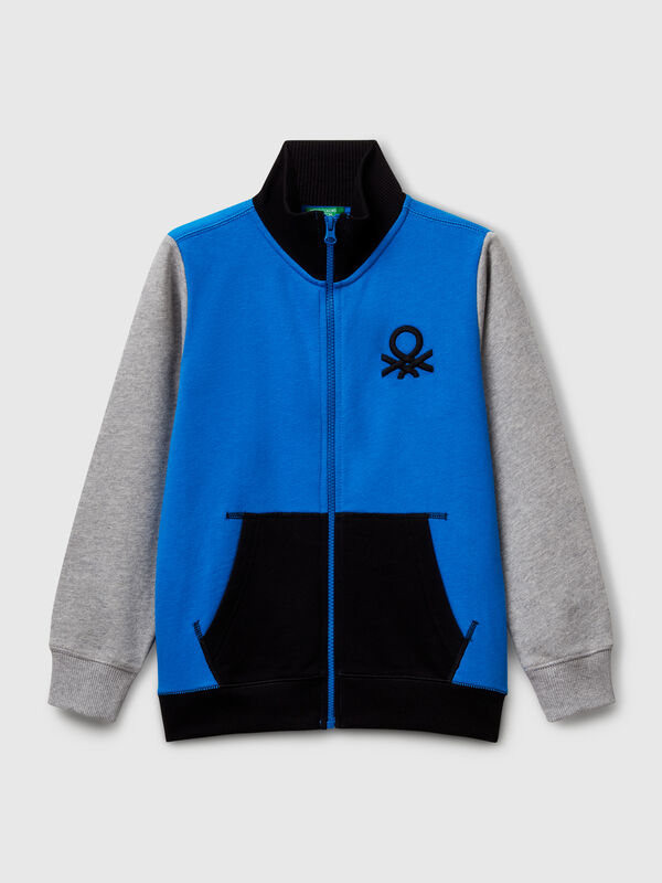 Sweat-shirt zippé en pur coton Garçon