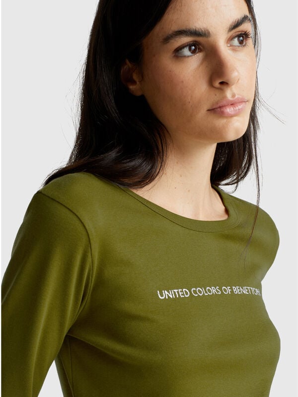 Langarm-T-Shirt aus 100 % Baumwolle Damen