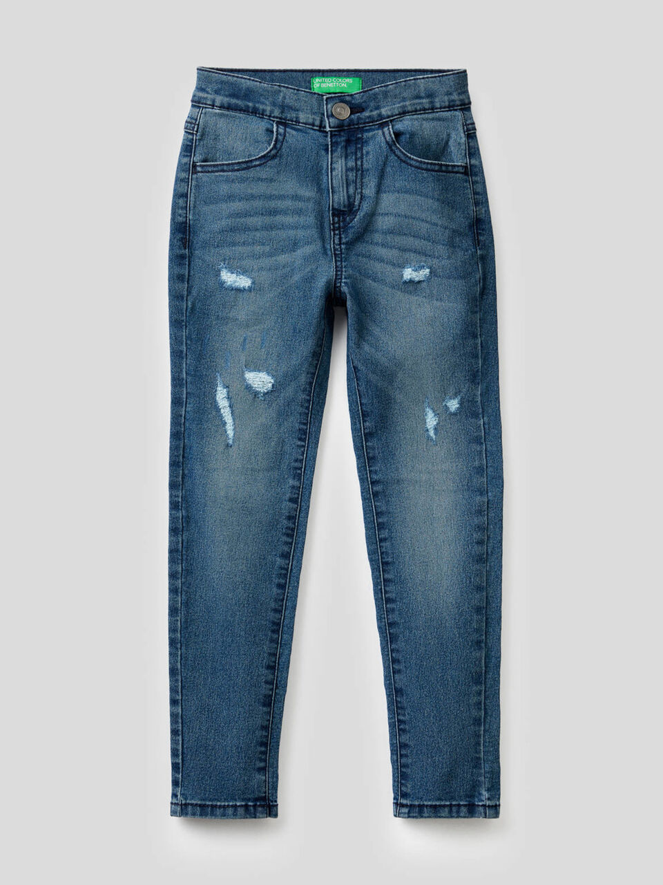 Jeans skinny con aspetto vissuto image number 1