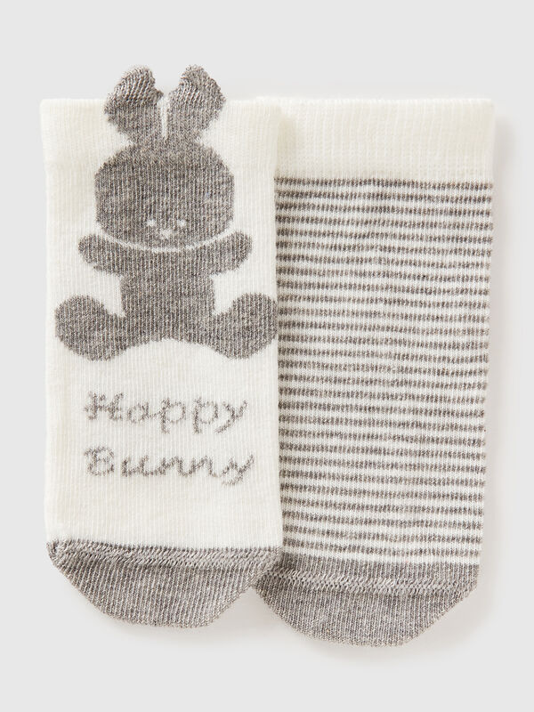 Set calzini con righe e coniglietto Baby