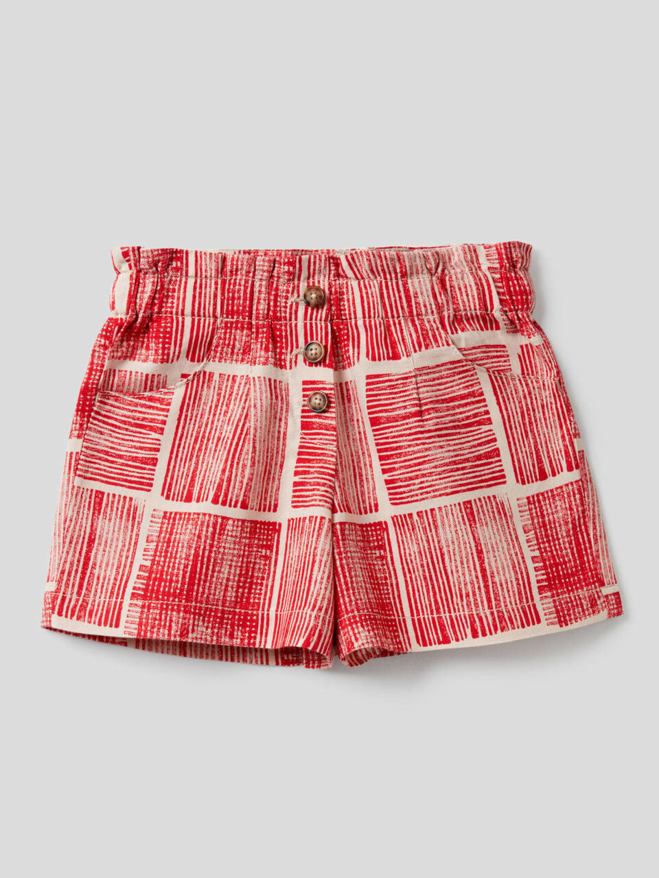 Shorts stampati in cotone misto lino image number 1
