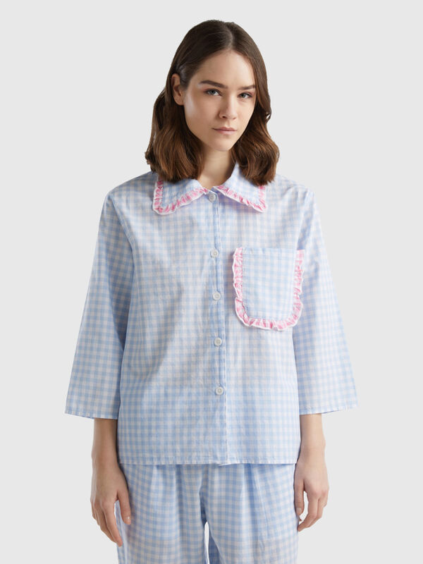 Pyjama-Jacke in Vichy-Karo Damen