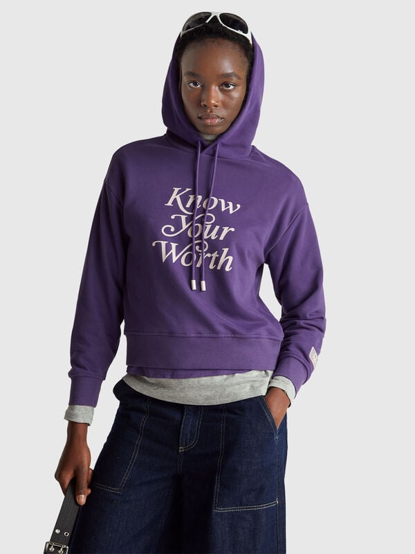 Sweat à capuche avec slogan Femme