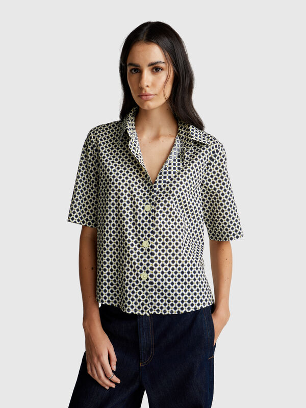 Chemise à motifs à manches courtes Femme