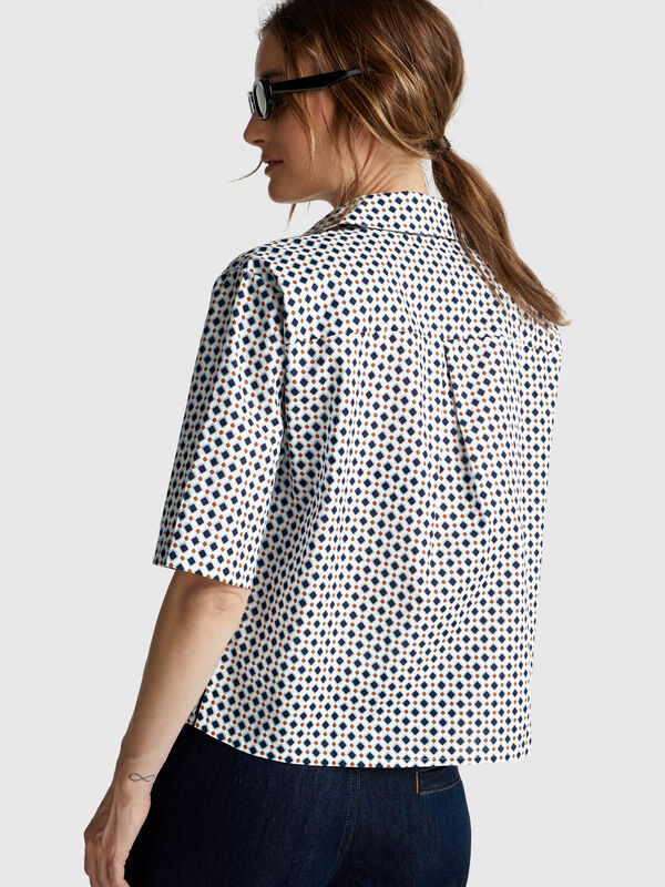Chemise à motifs à manches courtes Femme