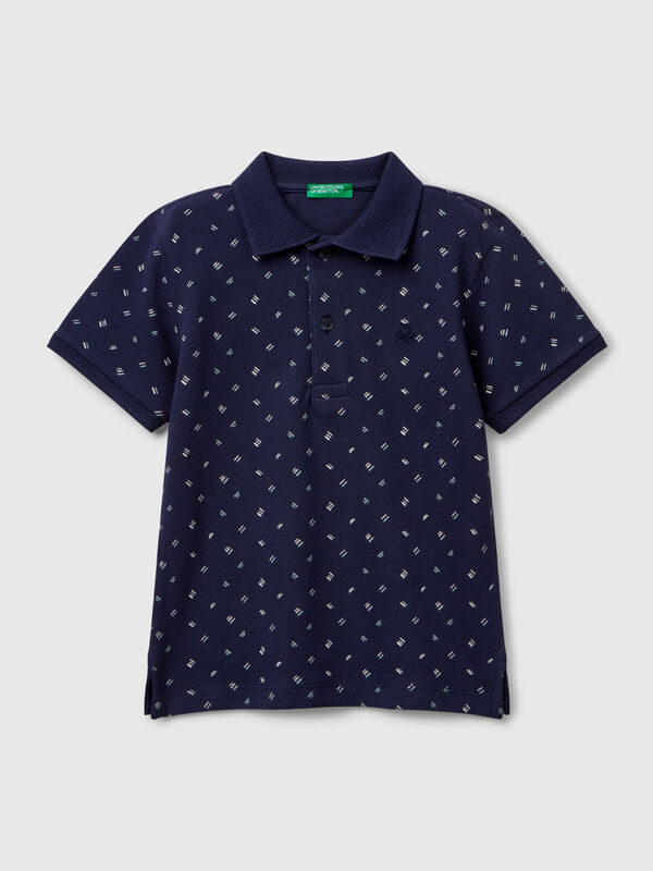 Polo micro fantasia in puro cotone Bambino