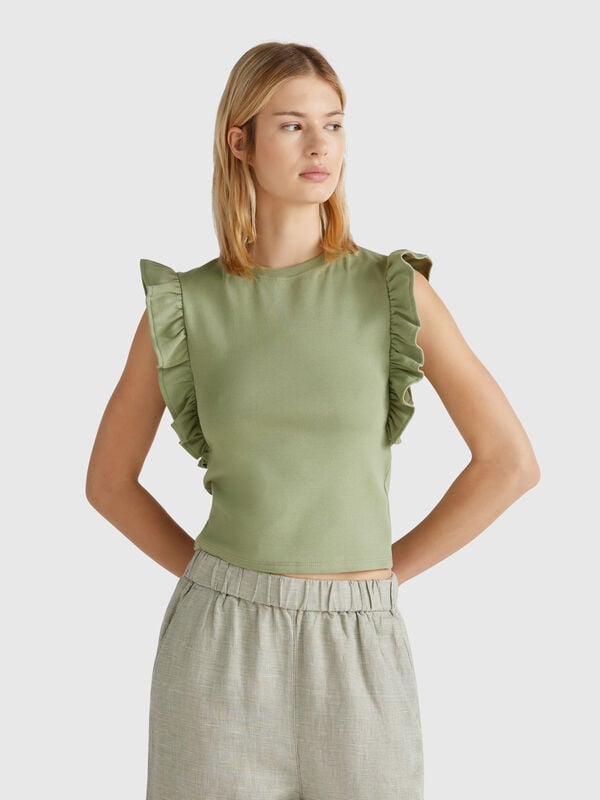Maglietta slim fit con rouches Donna