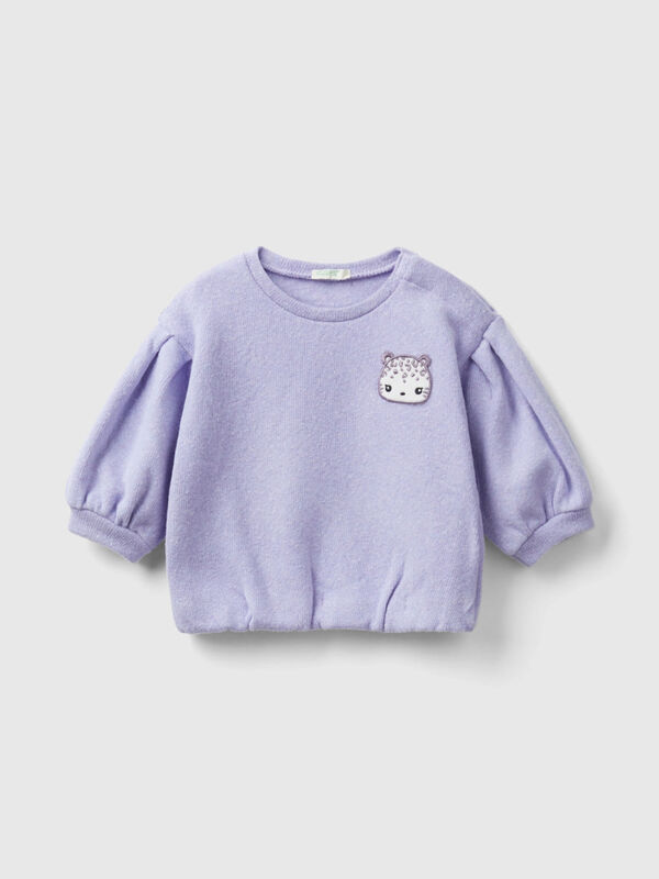 Sweatshirt with patch in recycled cotton blend