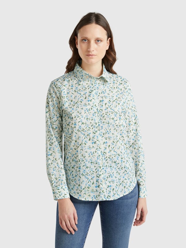 Floral white shirt Women