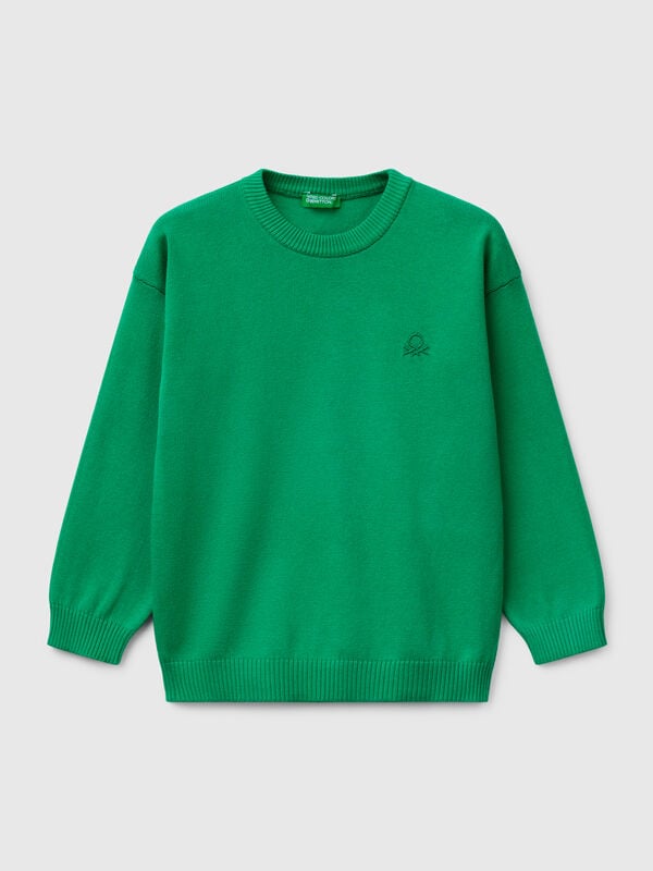 Maglioncino in puro cotone con logo Bambino