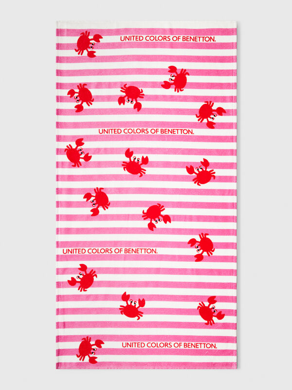 Serviette de plage rayée avec crabes Garçon