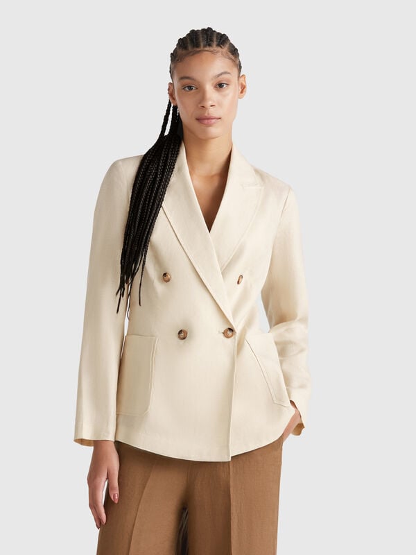 Veste croisée en pur lin Femme