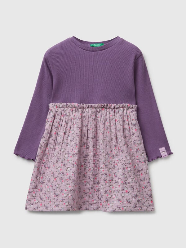 Vestito manica lunga con fiori Bambina