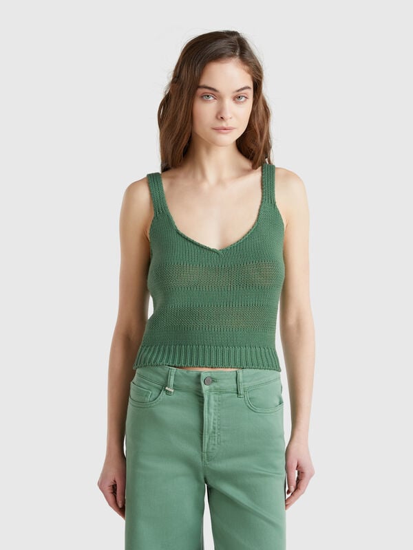 Gestricktes Tanktop aus 100 % Baumwolle Damen