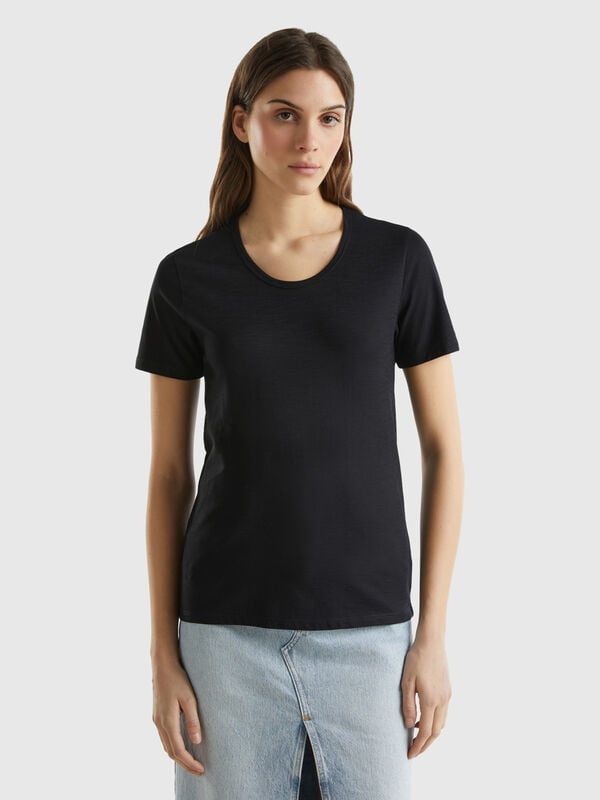 T-shirt à manches courtes en coton léger Femme