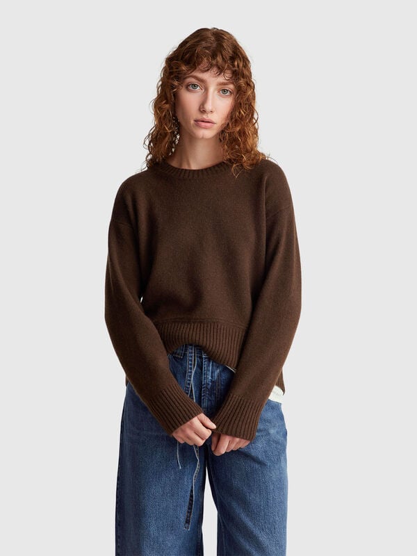 Pull en laine mélangée coupe carrée Femme