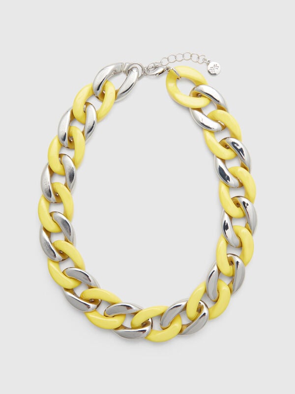 Collier argent et jaune Femme