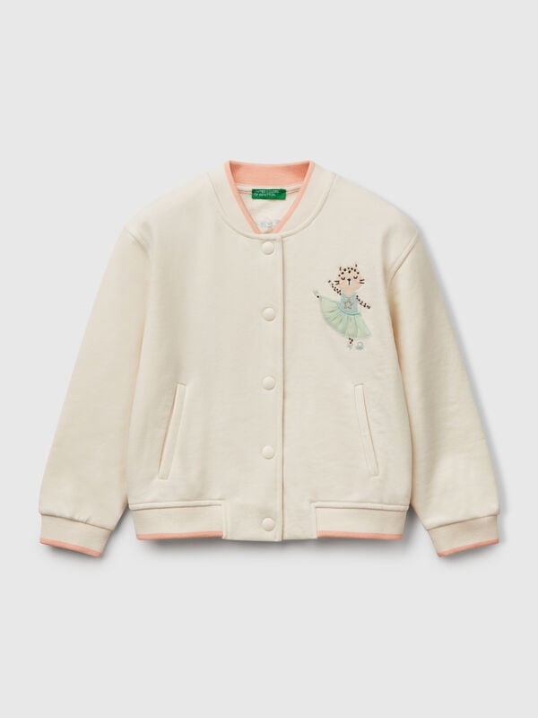 Bomber en molleton de coton mélangé Filles