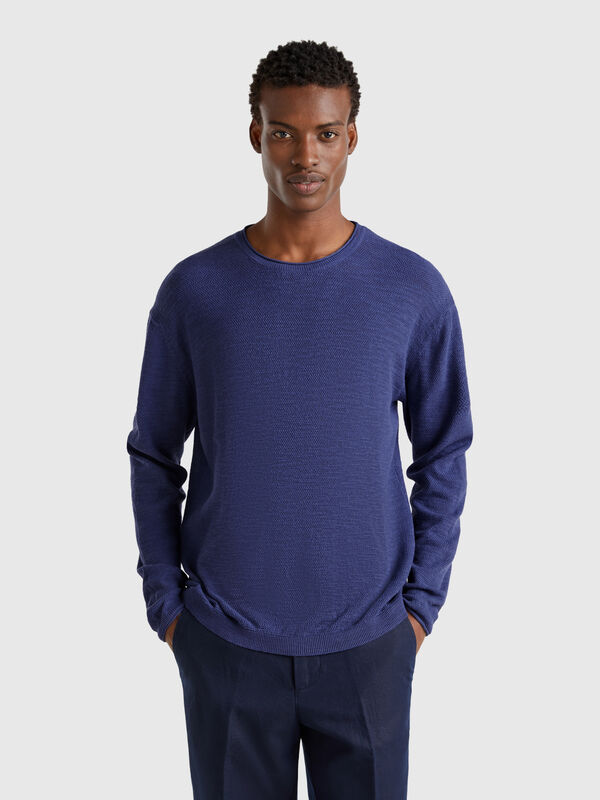 Pull en lin et coton mélangés Homme