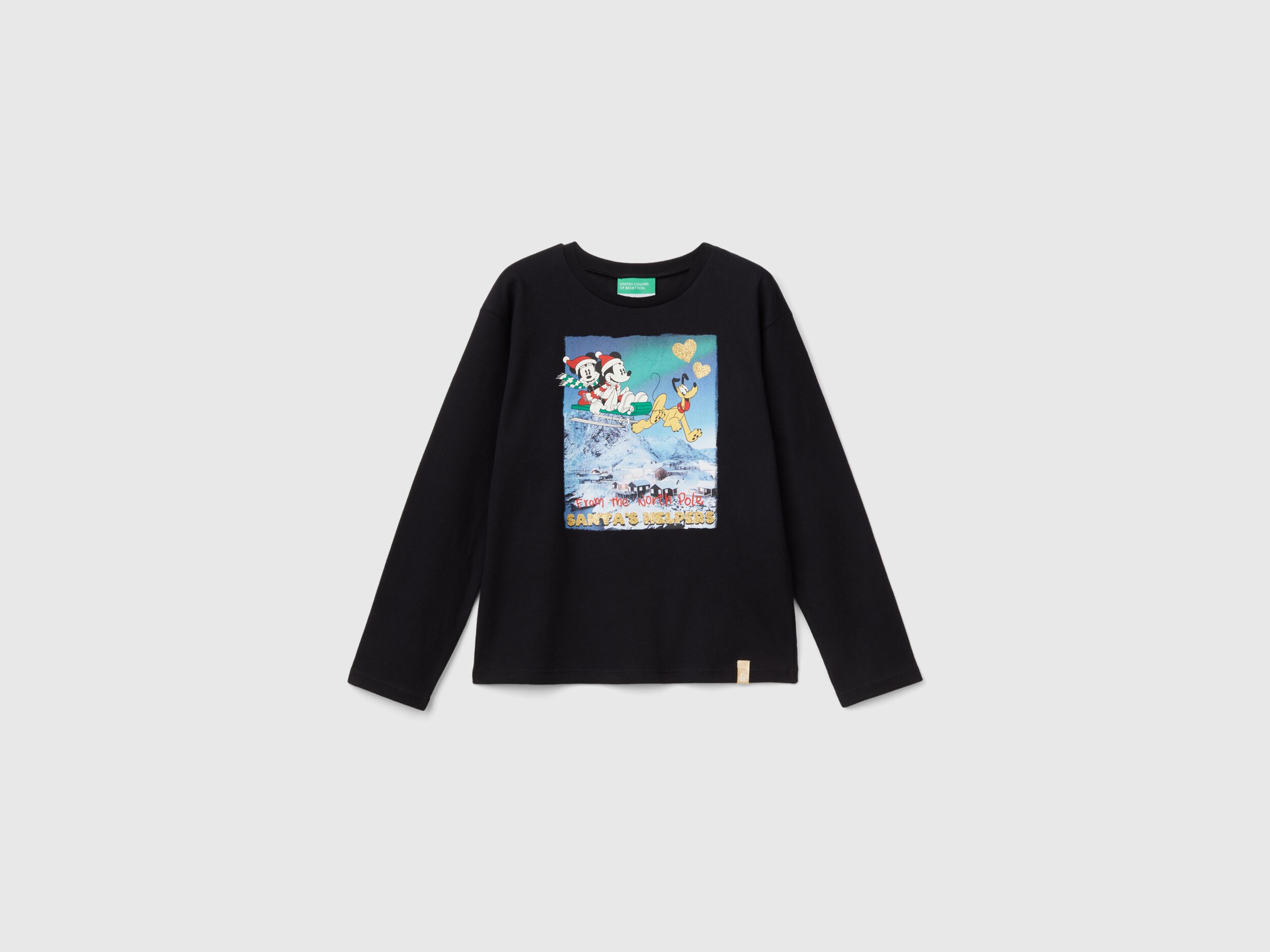 Maglietta natalizia Minnie e Topolino Nero Benetton