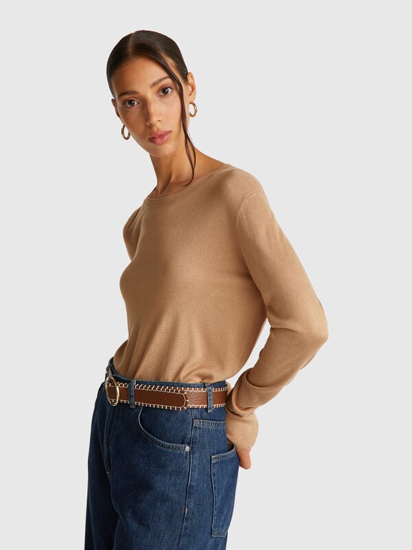 Langärmliger Pullover aus Seidenmischung Damen