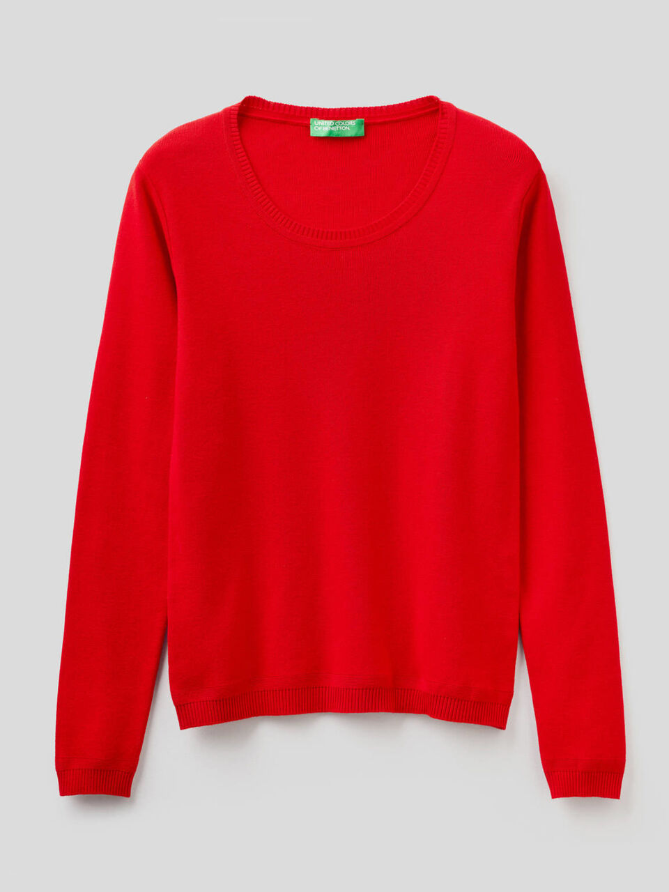 Pull col rond en pur coton image number 1