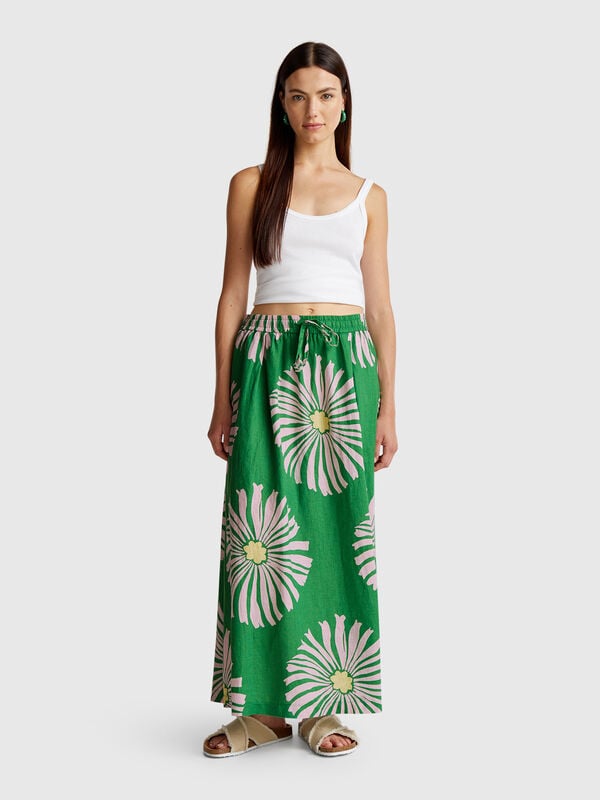 Jupe midi à imprimé fleurs Femme