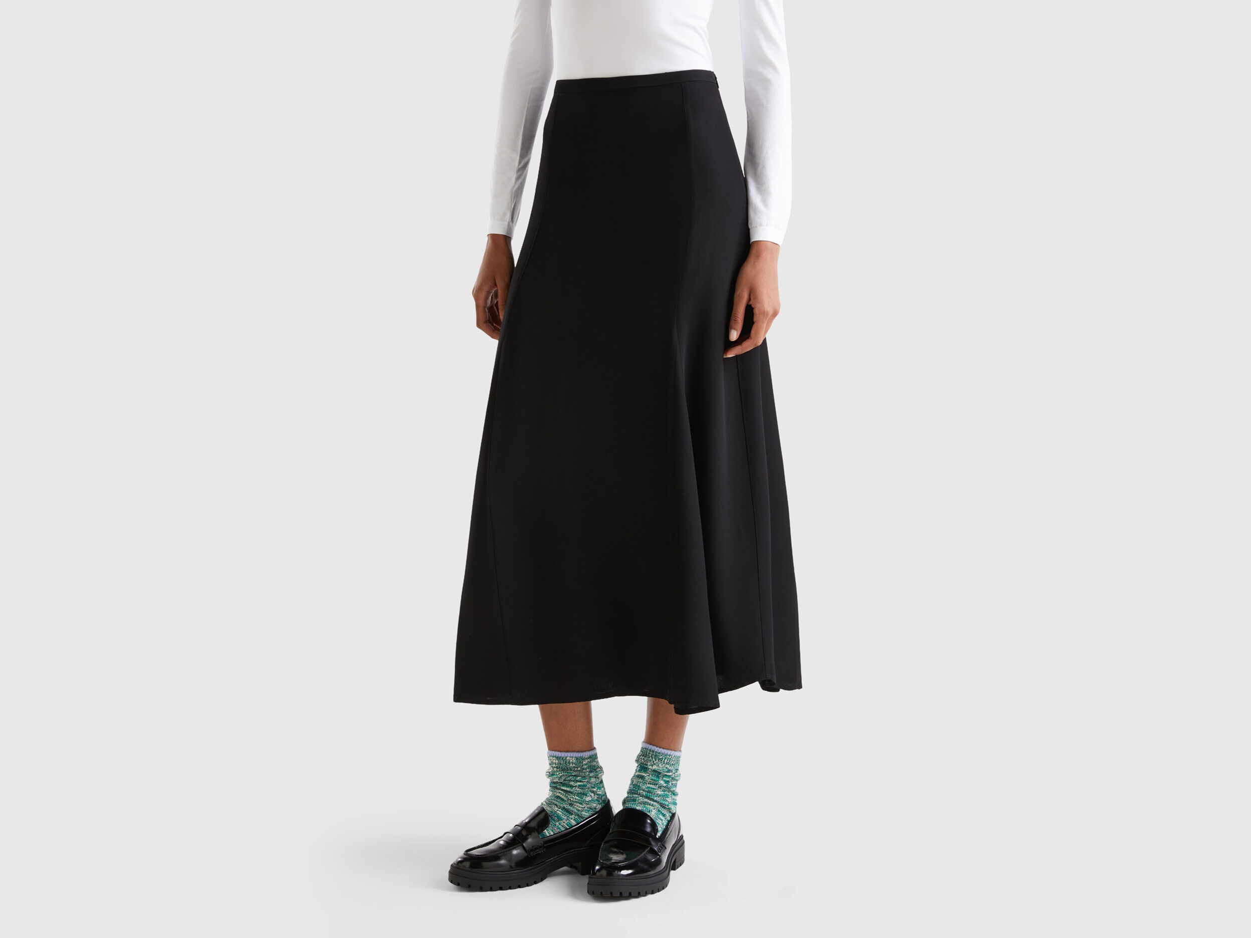 Gonna in satin Nero Benetton