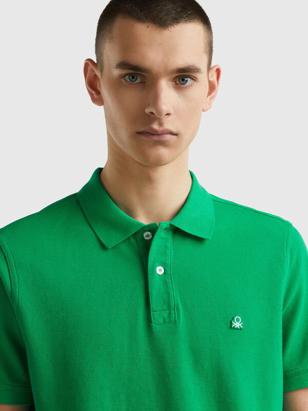 Polo vert coupe droite Homme