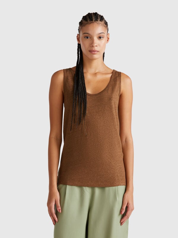 Tanktop aus reinem Leinen Damen