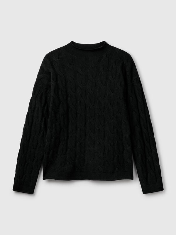 Maglia con trecce in misto cashmere Maglia con trecce in misto cashmere Donna