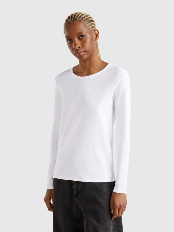 T-shirt à manches longues en pur coton Femme
