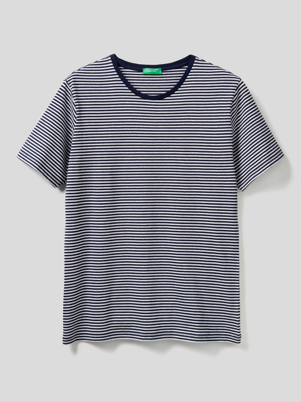 T-shirt a righe in puro cotone image number 1