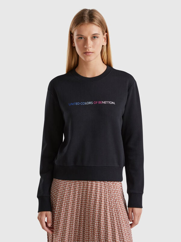 100% cotton sweatshirt with logo print Women