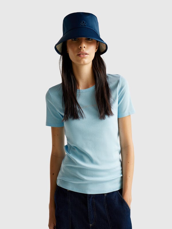 T-shirt in 100% cotton with glitter print logo Women
