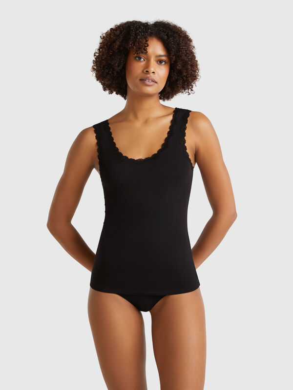 Canotta in Modal® con pizzo Donna
