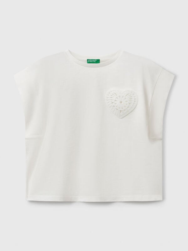 T-shirt with macramé patch Junior Girl