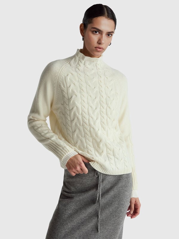 Pull &agrave; col roul&eacute; en pur cachemire Femme